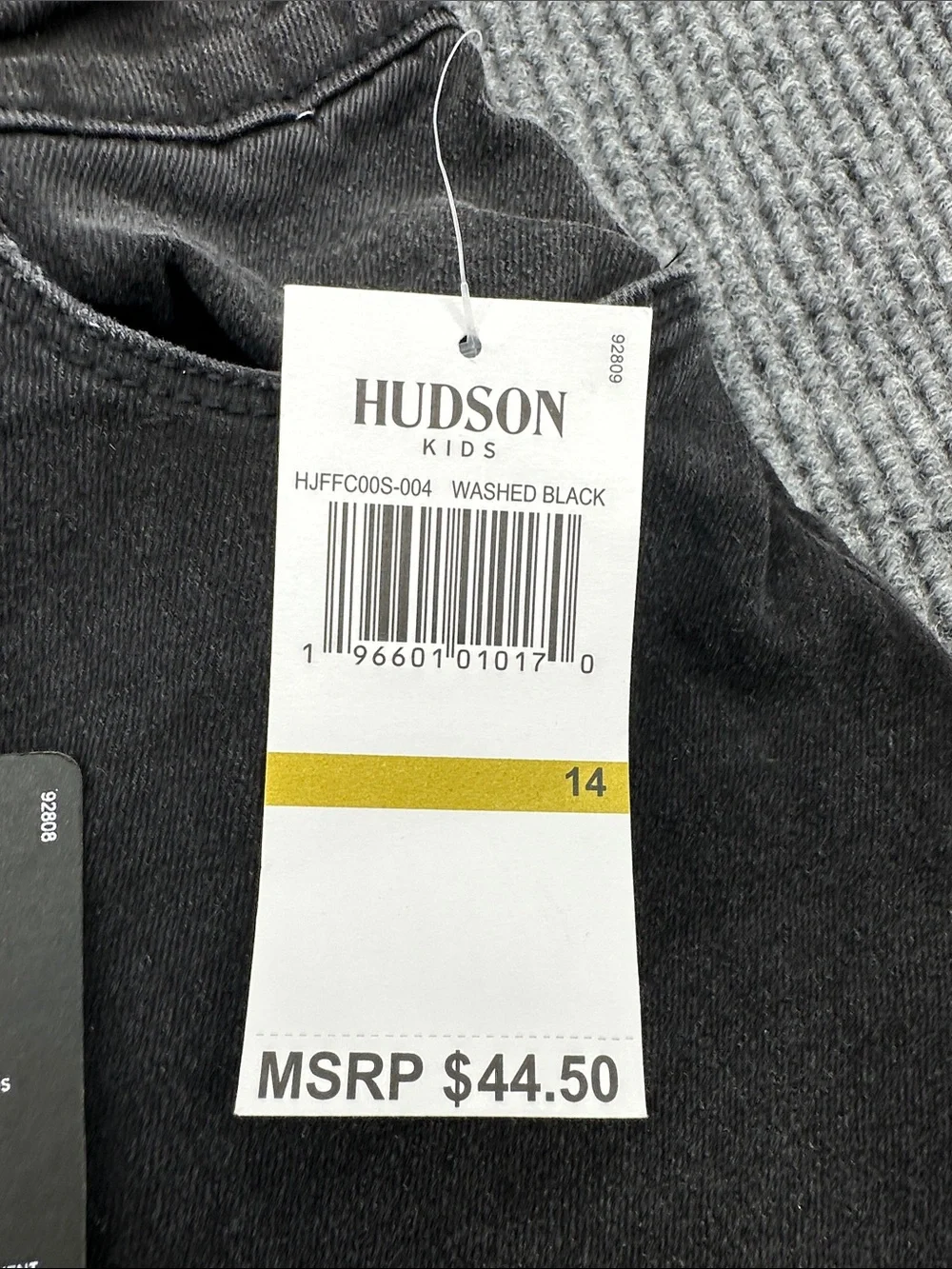 Hudson Jeans Kids Black Washed Slim Jeans with Knee Details